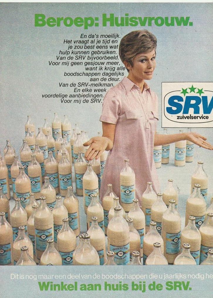 retro reclame 1971 SRV zuivel wagen heel veel flessen, Verzamelen, Retro, Overige typen, Verzenden