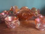 Prachtige vintage marigold carnival punch bowl set, Ophalen of Verzenden