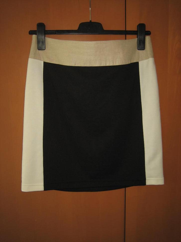 Prachtig recht rokje in zwart-wit-beigeJENSEN, 44 snazzeys, Kleding | Dames, Rokken, Nieuw, Maat 42/44 (L), Zwart, Boven de knie