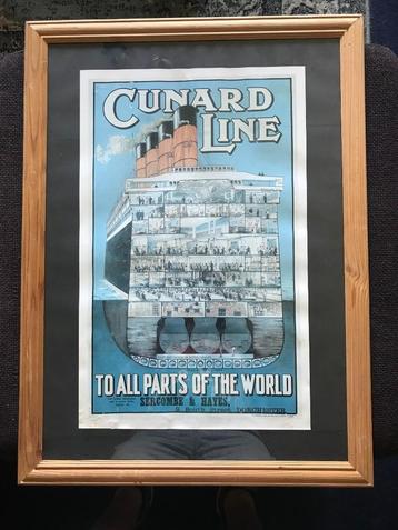 Poster Cunard Line schip Vintage. beschikbaar voor biedingen