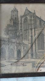 Pentekening Domtoren Utrecht met Kloostergang, Antiek en Kunst, Ophalen of Verzenden