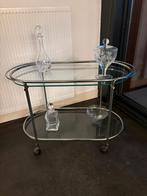 Glazen Serveertafel barcart in prima staat, Ophalen, Overige kleuren, Overige materialen, Zo goed als nieuw