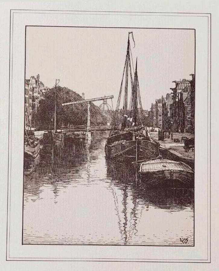 Brouwersgracht Amsterdam - Wenckebach 1970, Antiek en Kunst, Kunst | Etsen en Gravures, Ophalen of Verzenden