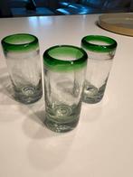 Mexicaanse Tequila Glazen met Groene Rand - Set van 3, Antiek en Kunst, Ophalen of Verzenden