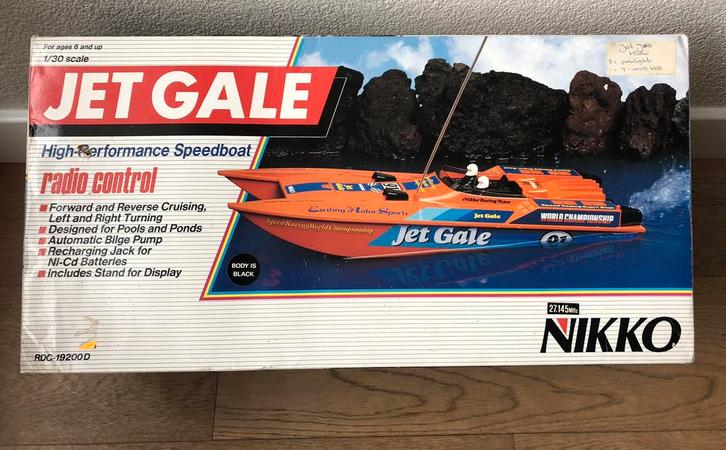 Nikko Jet Gale bestuurbare boot vintage 27 mhz, Hobby en Vrije tijd, Modelbouw | Boten en Schepen, Gebruikt, Overige merken, Ophalen of Verzenden