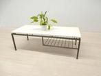 vintage salontafel tafel jaren 60 70 wit metaal lectuurbak, Ophalen, 100 tot 150 cm, 50 tot 100 cm, Zo goed als nieuw