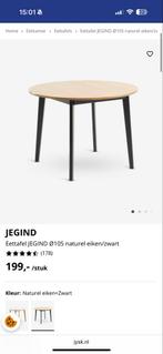 Ronde eettafel JYSK JEGIND Ø105 eiken/zwart, 100 tot 150 cm, Ophalen of Verzenden, Zo goed als nieuw, Vier personen