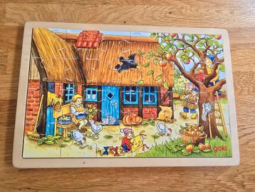 Goki Houten Puzzel Boerderij. 24 stukjes beschikbaar voor biedingen