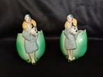 2x art deco beeldje houder voor hoedenspelden hatpin holder, Antiek en Kunst, Ophalen of Verzenden