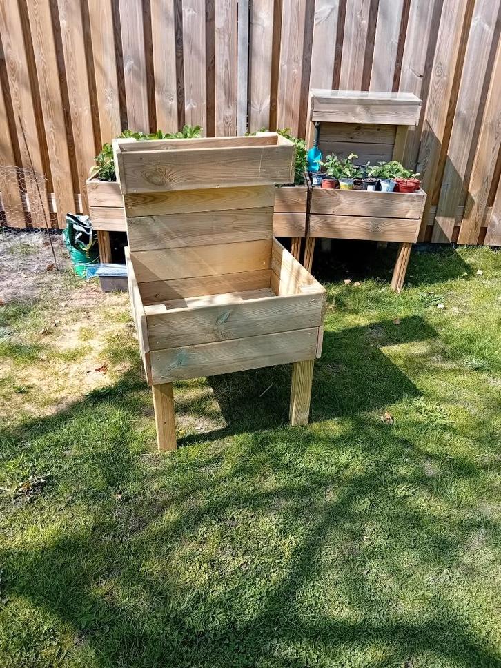 Houttan moestuinbak met rek verhoogd, Tuin en Terras, Kweekspullen, Nieuw, Kweekbak, Ophalen