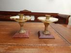 2 art deco marmeren kandelaars, Antiek en Kunst, Antiek | Kandelaars, Ophalen of Verzenden, Overige materialen