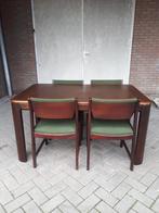 vintage tafel + 4 vintage stoelen eetkamer set retro eethoek, Huis en Inrichting, Complete eetkamers, Gebruikt, Ophalen of Verzenden