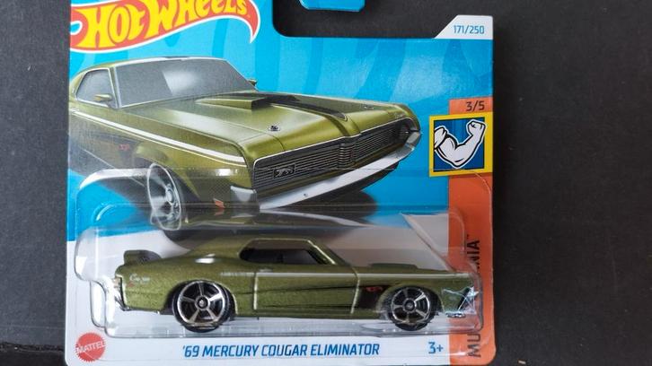 Mercury Cougar Eliminator 1969 1:64 3inch Hotwheels Pol, Hobby en Vrije tijd, Modelauto's | Overige schalen, Nieuw, Auto, Ophalen of Verzenden