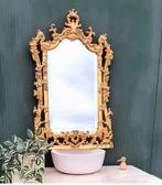 Antieke Barok spiegel Rococo bladgoud vergulde wandspiegel, Antiek en Kunst, 100 tot 150 cm, Minder dan 50 cm, Rechthoekig, Ophalen of Verzenden
