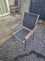 4 Tuinstoelen - RVS frame, textileen zitting, Ophalen, Gebruikt, Rvs