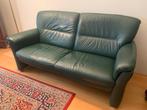 set 1 groene bank en een zetel, Huis en Inrichting, Banken | Bankstellen, Ophalen, Gebruikt, Tweepersoons, Leer