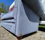 Nieuwe originele Chesterfield bank stof blauw grijs., Huis en Inrichting, Ophalen, Zo goed als nieuw, Stof, Chesterfield