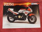 Advertentie Folder YAMAHA FZ750, Motoren, Ophalen of Verzenden, Overige merken