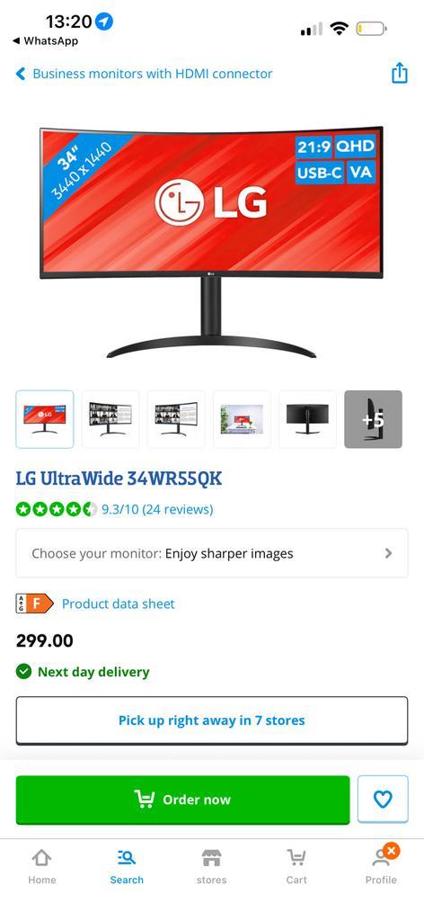 LG UltraWide 34WR55QK 34 INCH USB-C charging, Computers en Software, Monitoren, Zo goed als nieuw, 61 t/m 100 Hz, USB-C, Ultrawide