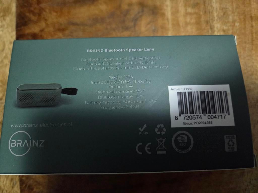 Brainz Bluetooth Speaker Lenn - Nieuwstaat, Audio, Tv en Foto, Luidsprekers, Nieuw, Overige typen, Minder dan 60 watt, Overige merken