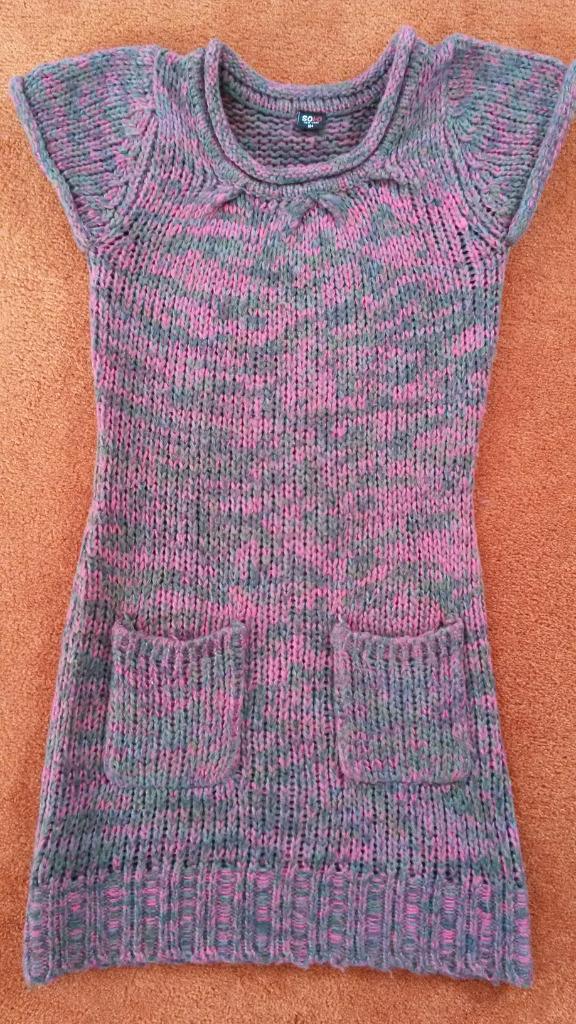 Gebreide Trui gemêleerd lang model mt 164, Kinderen en Baby's, Kinderkleding | Maat 164, Zo goed als nieuw, Meisje, Trui of Vest