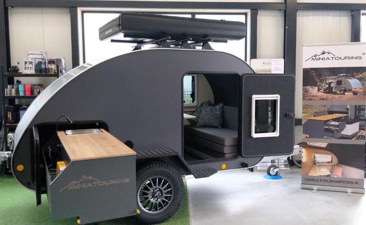 Miniatouring lichtgewicht (teardrop)caravans /M22 te huur, Caravans en Kamperen, Verhuur