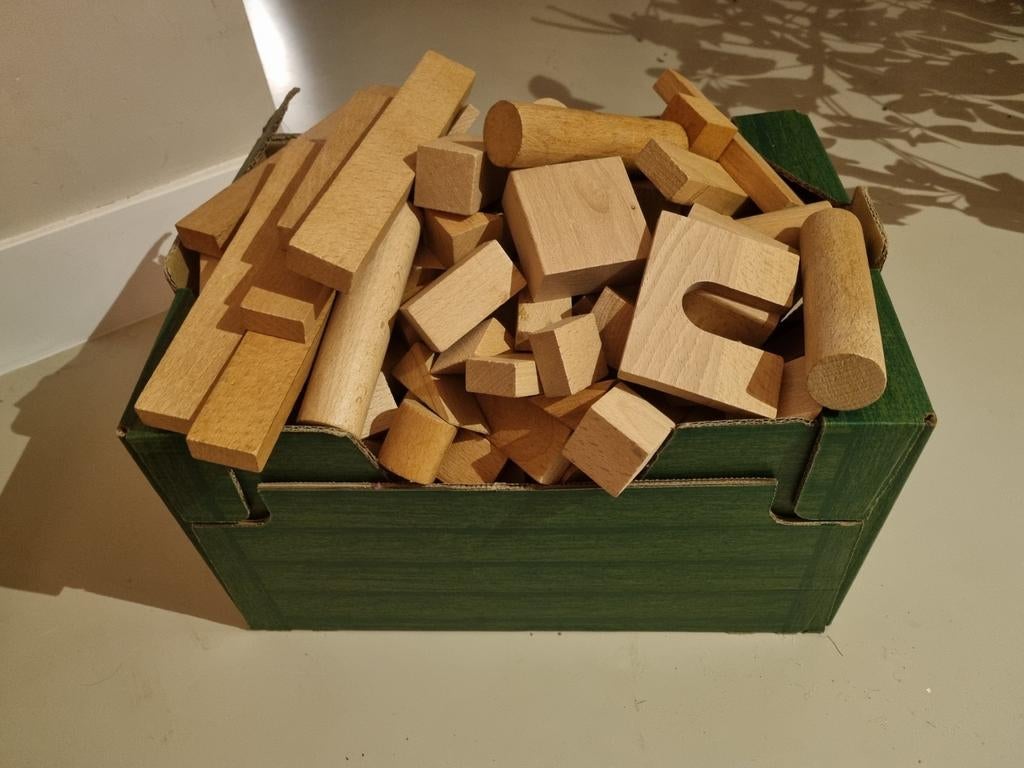 Houten blokken in doos - Assortiment vormen, Ophalen, Gebruikt, Overige merken