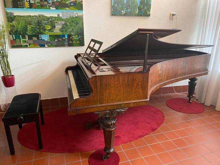 Broadwood Concertvleugel 1860, Muziek en Instrumenten, Piano's, Gebruikt, Vleugel, Bruin, Hoogglans, Ophalen