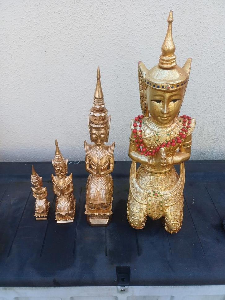 Unieke vonst 4 boeddha tempel wachten verguld, Huis en Inrichting, Woonaccessoires | Boeddhabeelden, Zo goed als nieuw, Ophalen of Verzenden