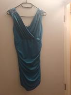 Turquoise jurk met sierstenen - Maat M, Kleding | Dames, Maat 38/40 (M), Blauw, Ophalen of Verzenden, Onbekend