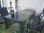 zgan grote metalen tuintafel + 6 stoelen, Ophalen, Gebruikt, 6 zitplaatsen, Aluminium
