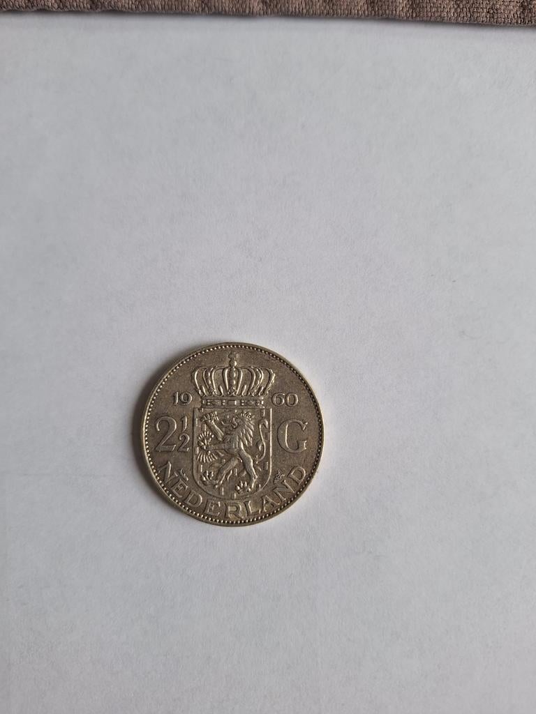 Zilveren 2 1/2 Gulden 1960, Koningin Juliana, Zilver, Ophalen of Verzenden, Losse munt