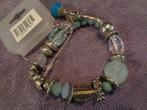 band met zilverkl en blauwe kralen nr arm 1195, Ophalen of Verzenden, Nieuw, Blauw