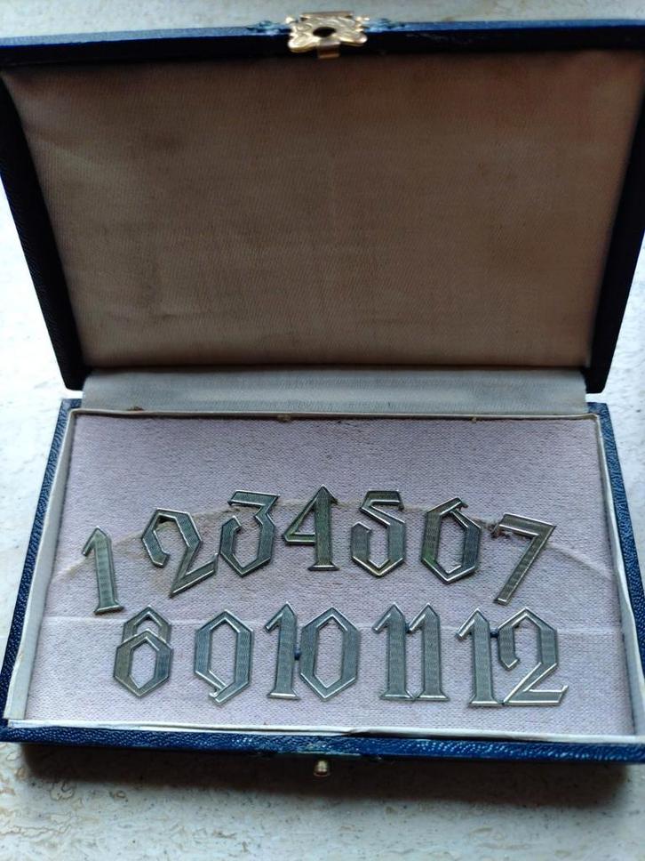 Vintage, tafelgasten kaartnummers Cijfers in doos, Antiek en Kunst, Antiek | Overige Antiek, Ophalen of Verzenden