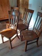 4 massief houten eetkamerstoelen, Ophalen, Bruin, Zo goed als nieuw, Vier