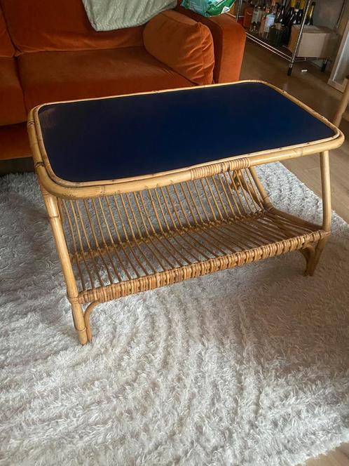 Vintage rotan salontafel, Huis en Inrichting, Tafels | Salontafels, Zo goed als nieuw, 50 tot 75 cm, Minder dan 50 cm, 50 tot 100 cm