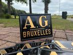 Oud blikken reclame bord bordje AG Brussel verzekeringen, Ophalen of Verzenden, Gebruikt, Reclamebord