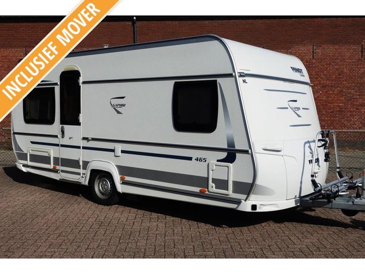 Fendt Saphir 465 SFB Mover Fietsrek Schotel TV 1500 KG, Caravans en Kamperen, Caravans, Bedrijf, tot en met 4, 1000 - 1250 kg