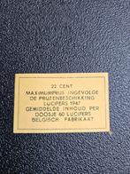 Luciferetiket Sluitzegel - 22 cent Prijsbeschikking 1947, Ophalen of Verzenden