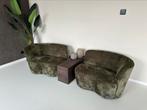 Woood Stone groen links en rechts bankje fauteuil, Huis en Inrichting, Fauteuils, 75 tot 100 cm, Ophalen of Verzenden, Zo goed als nieuw