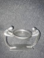 Vintage candle holder 2 figures holding dish Dutch 94% Tin, Antiek en Kunst, Ophalen of Verzenden