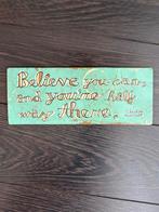 Metalen bord met inspirerende quote van Theodore Roosevelt, Huis en Inrichting, Ophalen of Verzenden, Zo goed als nieuw