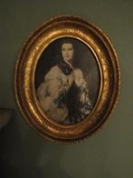 barok lijst ovaal  met zijden portret, Antiek en Kunst, Curiosa en Brocante, Ophalen of Verzenden