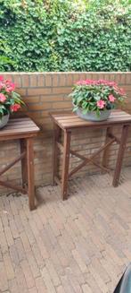 Oppottafel sidetable tuintafel hardhout 2 stuks, Ophalen, Zo goed als nieuw, Rechthoekig, Hout