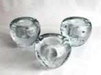 Drie glazen kandelaars met luchtbellen., Ophalen of Verzenden