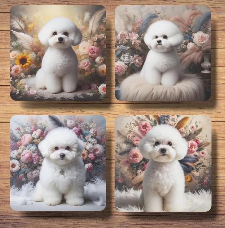Bichon Barok stijl onderzetters met houder, Huis en Inrichting, Woonaccessoires | Onderzetters, Nieuw, Glas of Kopje, Ophalen of Verzenden