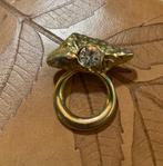 Vintage vergulde goudkleurige broche speld pin strass steen, Sieraden, Tassen en Uiterlijk, Broches, Overige materialen, Met strass