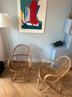 Vintage rotan stoelen set 2 / fauteuils / Rohe, Huis en Inrichting, Stoelen, Ophalen, Twee, Bruin, Riet of Rotan
