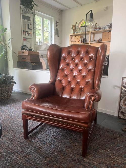 Schapenleren Oorfauteuil, Antiek en Kunst, Antiek | Meubels | Stoelen en Banken, Ophalen