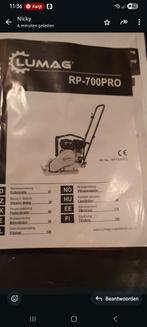Jonge trilplaat Lumag RP-700PRO met bon, Doe-het-zelf en Verbouw, Ophalen of Verzenden, Zo goed als nieuw, Overige typen